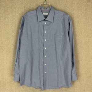 🚨SOLD 🚨Eton Dress Shirt Mens 19 48 Classic Blue Check Plaid Long Sleeve